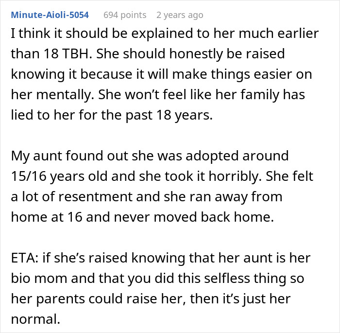Woman Helps Her Sister Have A Baby, But The Sister Wants To Keep The Truth Secret For 18 Years