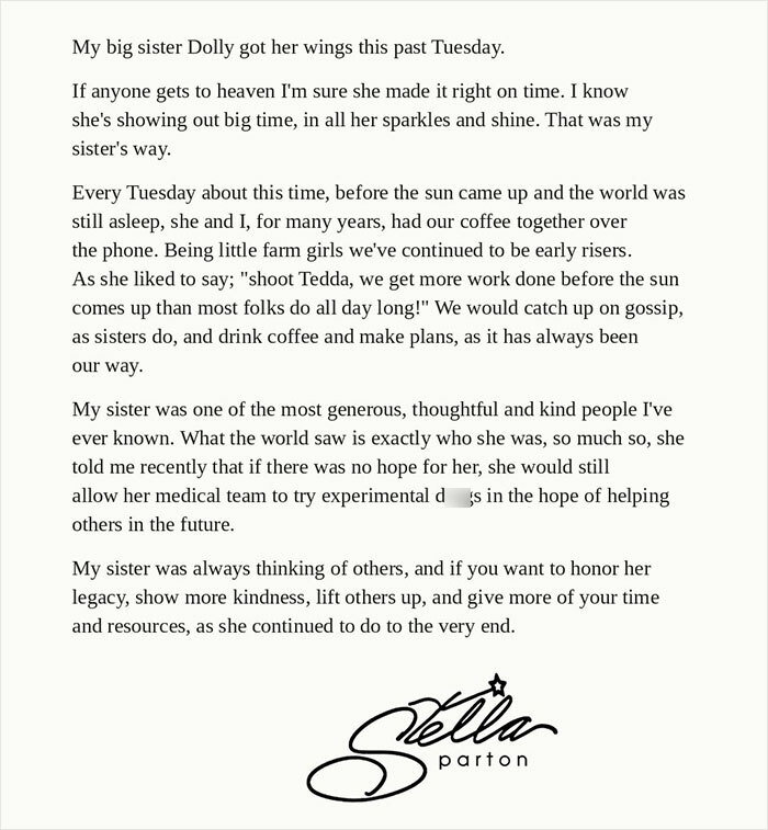 Dolly Parton’s Sister Reveals The Selfless Offer The Late Legend Made To Doctors During Her Devastating Cancer Battle Dolly Parton’s Sister Reveals The Selfless Offer The Late Legend Made To Doctors During Her Devastating Cancer Battle