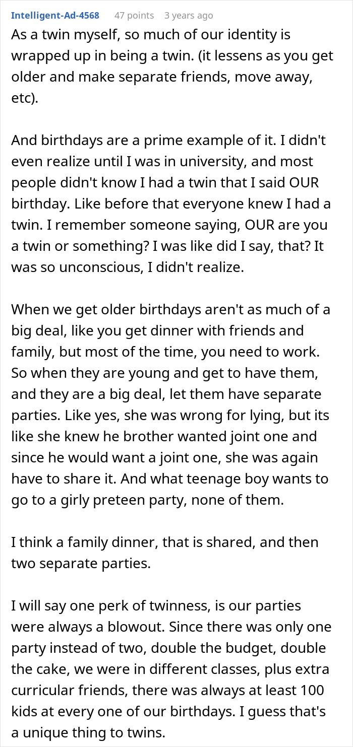 Daughter Excludes Twin Brother From Birthday Plans Without Telling Him, Mom Cancels Her Party Daughter Excludes Twin Brother From Birthday Plans Without Telling Him, Mom Cancels Her Party