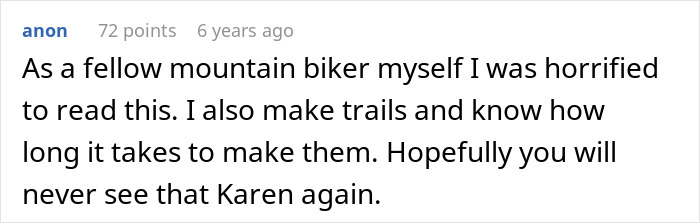 Entitled Mom “Childproofs” Private Mountain Bike Trail For Her Kid, Vanishes When Owner Mentions Cops Entitled Mom “Childproofs” Private Mountain Bike Trail For Her Kid, Vanishes When Owner Mentions Cops