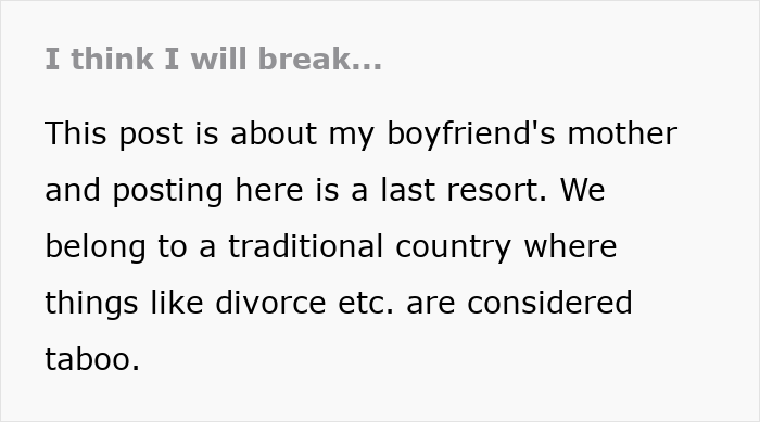 MIL Investigates Future DIL’s Divorce To Prove She’s Wrong For Her Son, Ends Up Ruining Their Engagement MIL Investigates Future DIL’s Divorce To Prove She’s Wrong For Her Son, Ends Up Ruining Their Engagement
