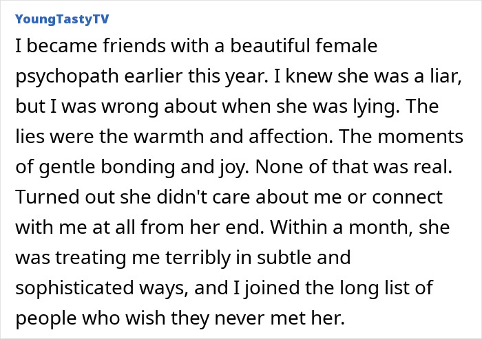People Terrified After “Female Psychopath” Reveals Her Tactics To Manipulate Men: “I Dated One Of These”