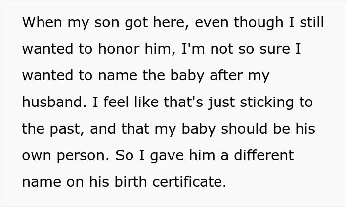 Widow Refuses To Honor Promise To Name Baby After Husband, Grieving MIL Livid And Confronts Her Widow Refuses To Honor Promise To Name Baby After Husband, Grieving MIL Livid And Confronts Her
