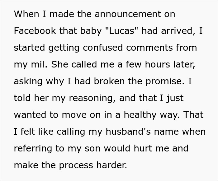 Widow Refuses To Honor Promise To Name Baby After Husband, Grieving MIL Livid And Confronts Her Widow Refuses To Honor Promise To Name Baby After Husband, Grieving MIL Livid And Confronts Her