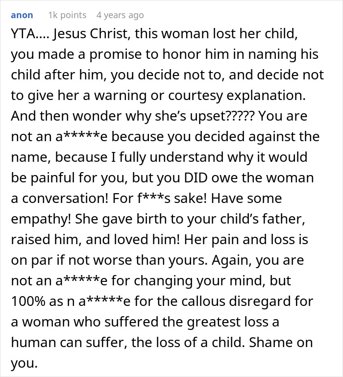 Widow Refuses To Honor Promise To Name Baby After Husband, Grieving MIL Livid And Confronts Her Widow Refuses To Honor Promise To Name Baby After Husband, Grieving MIL Livid And Confronts Her
