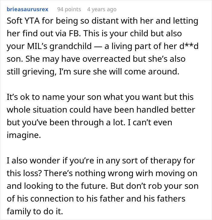 Widow Refuses To Honor Promise To Name Baby After Husband, Grieving MIL Livid And Confronts Her Widow Refuses To Honor Promise To Name Baby After Husband, Grieving MIL Livid And Confronts Her