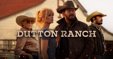Annette Bening, Kelly Reilly, Cole Hauser and Ian Bohen posing for promotional image for Dutton Ranch