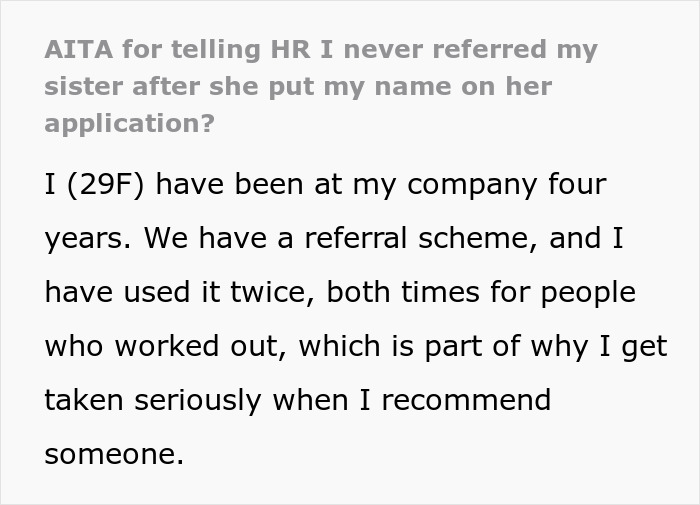 Woman Tells HR She Never Referred Anyone, Starts Massive Family Drama Woman Tells HR She Never Referred Anyone, Starts Massive Family Drama