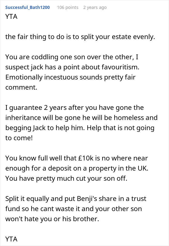 Son Builds A Successful Life, Mom Decides That’s Exactly Why His Brother Deserves Almost All Of The Inheritance Son Builds A Successful Life, Mom Decides That’s Exactly Why His Brother Deserves Almost All Of The Inheritance