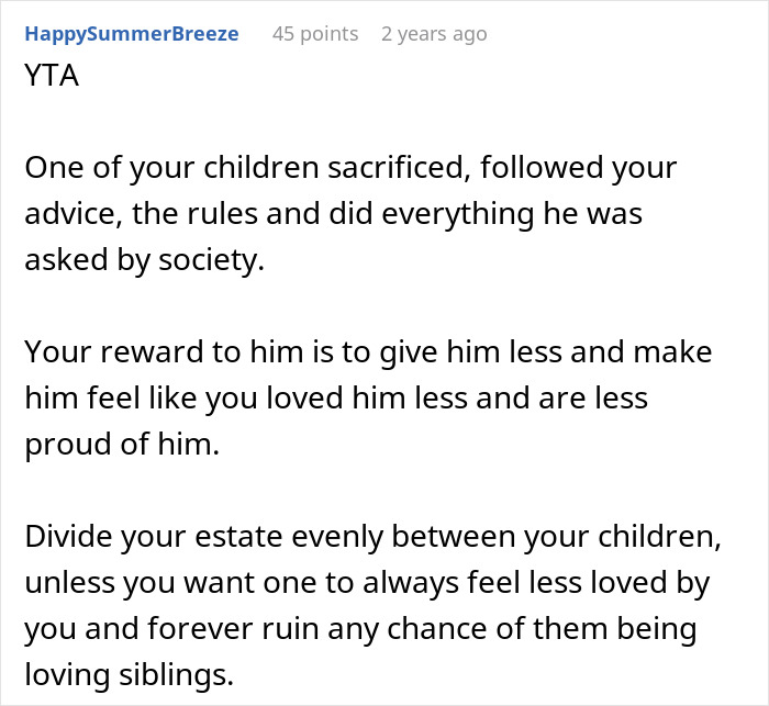Son Builds A Successful Life, Mom Decides That’s Exactly Why His Brother Deserves Almost All Of The Inheritance Son Builds A Successful Life, Mom Decides That’s Exactly Why His Brother Deserves Almost All Of The Inheritance