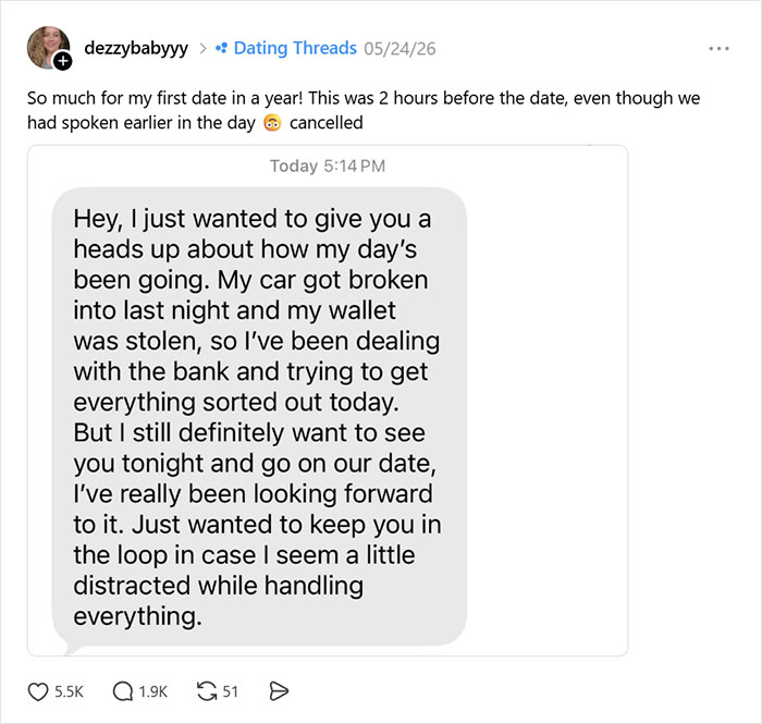 Woman Shares Weird Text She Got Before A Date, People Say It’s A Warning Sign
