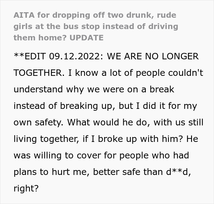 GF Says No To Driving Home Two Drunk Women Who Insulted Her, BF Thinks She’s Mean GF Says No To Driving Home Two Drunk Women Who Insulted Her, BF Thinks She’s Mean