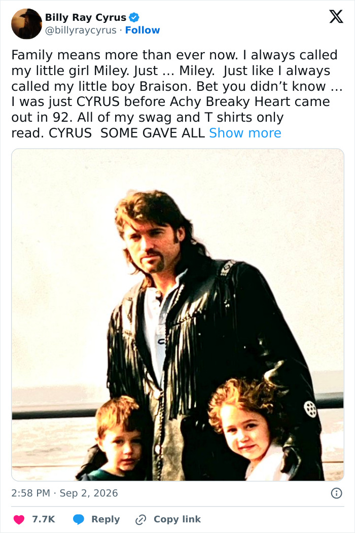 After Miley Cyrus&rsquo; Name Change Sparked Fury Days After Dolly Parton&rsquo;s Passing, Billy Ray Cyrus Breaks Silence