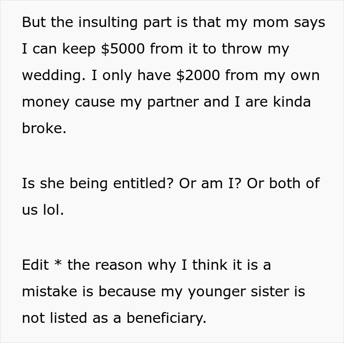 Mom Demands Kids Give Her Their Share Of The Inheritance, Doesn’t Like Daughter’s Response Mom Demands Kids Give Her Their Share Of The Inheritance, Doesn’t Like Daughter’s Response