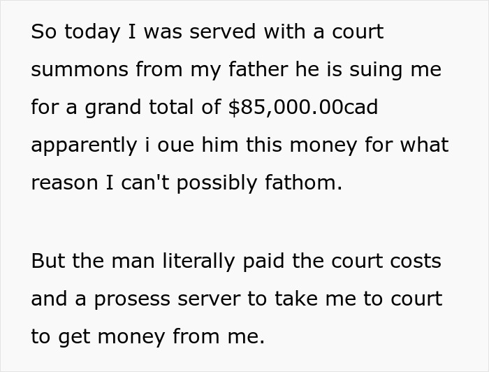 Man’s Laughable $85k Lawsuit Against Daughter Gets Him In More Trouble Than He Expected Man’s Laughable $85k Lawsuit Against Daughter Gets Him In More Trouble Than He Expected
