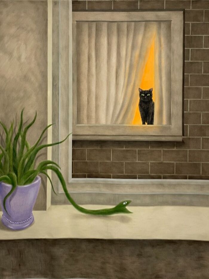 30 Captivating Paintings By Minyoung Kim Where Mischievous Cats Take Over Familiar Scenes