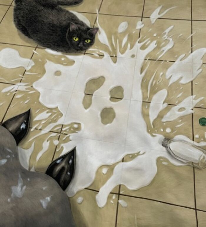 30 Captivating Paintings By Minyoung Kim Where Mischievous Cats Take Over Familiar Scenes