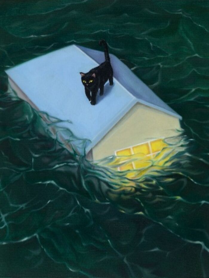 30 Captivating Paintings By Minyoung Kim Where Mischievous Cats Take Over Familiar Scenes