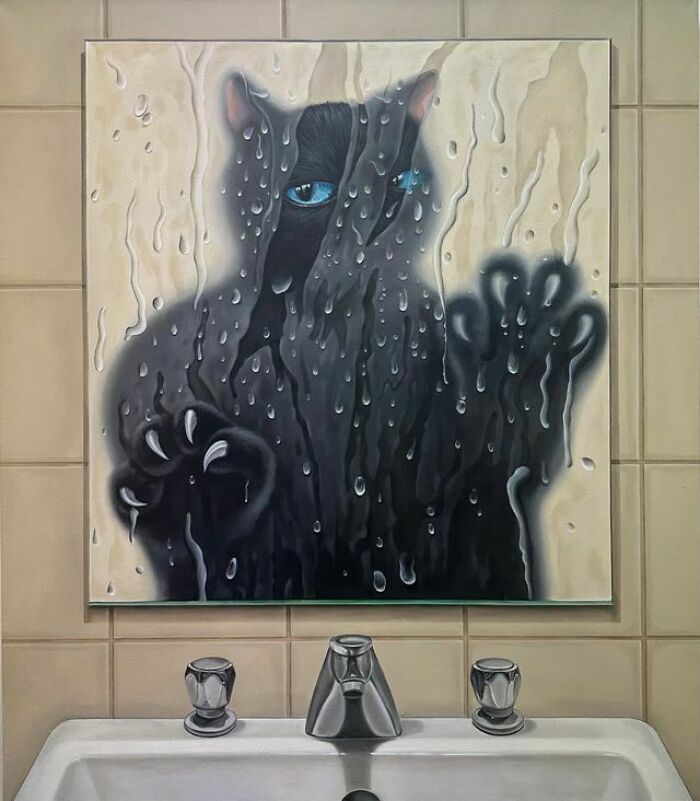 30 Captivating Paintings By Minyoung Kim Where Mischievous Cats Take Over Familiar Scenes