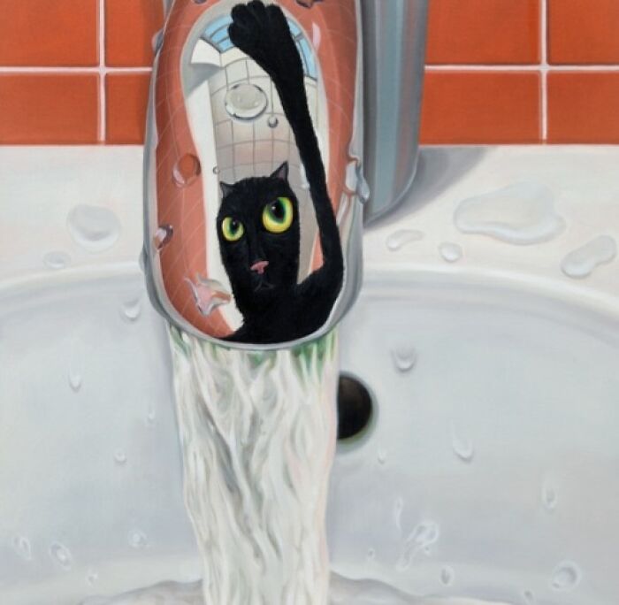 30 Captivating Paintings By Minyoung Kim Where Mischievous Cats Take Over Familiar Scenes
