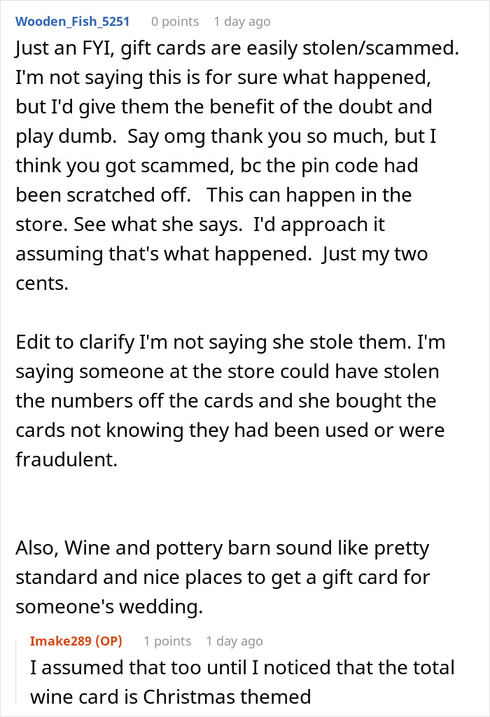 Cousin Causes Wedding Drama Then Sends Used Gift Cards, Bride Regifts It Back To Her Cousin Causes Wedding Drama Then Sends Used Gift Cards, Bride Regifts It Back To Her