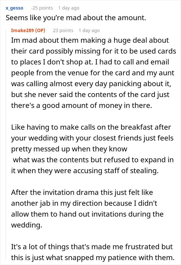 Cousin Causes Wedding Drama Then Sends Used Gift Cards, Bride Regifts It Back To Her Cousin Causes Wedding Drama Then Sends Used Gift Cards, Bride Regifts It Back To Her