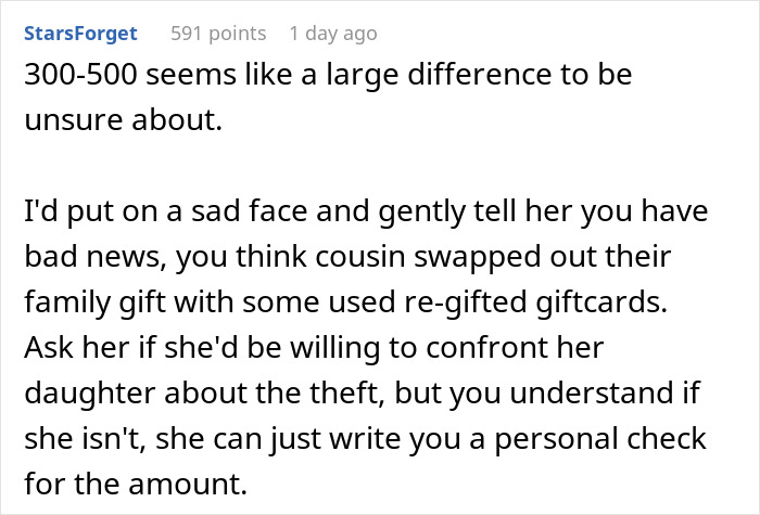 Cousin Causes Wedding Drama Then Sends Used Gift Cards, Bride Regifts It Back To Her Cousin Causes Wedding Drama Then Sends Used Gift Cards, Bride Regifts It Back To Her