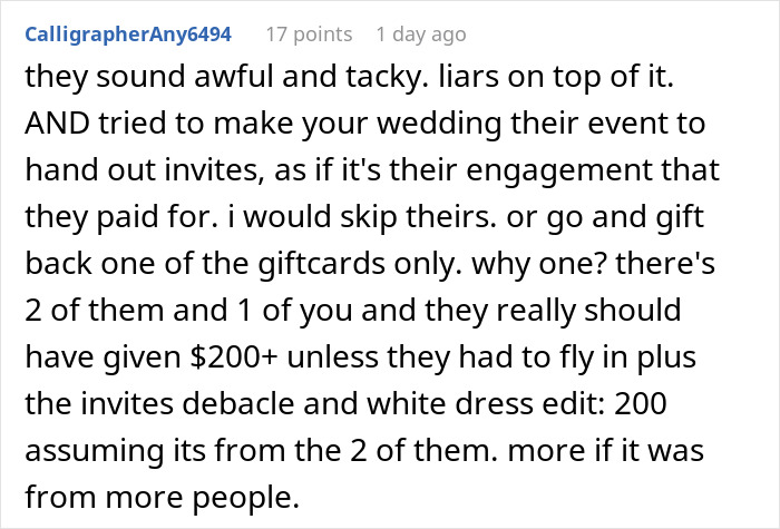Cousin Causes Wedding Drama Then Sends Used Gift Cards, Bride Regifts It Back To Her Cousin Causes Wedding Drama Then Sends Used Gift Cards, Bride Regifts It Back To Her