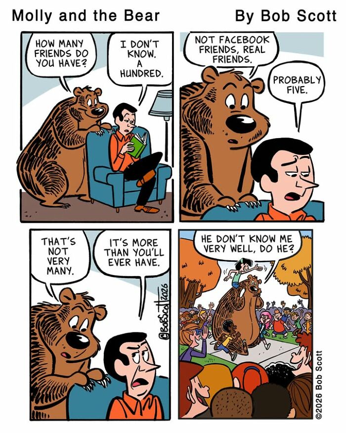 This Cartoonist Imagines A Family Living With A Lovable Bear Who Is Afraid Of Almost Everything (40 Comics) This Cartoonist Imagines A Family Living With A Lovable Bear Who Is Afraid Of Almost Everything (40 Comics)