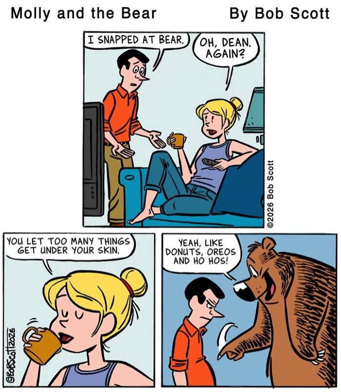 This Cartoonist Imagines A Family Living With A Lovable Bear Who Is Afraid Of Almost Everything (40 Comics) This Cartoonist Imagines A Family Living With A Lovable Bear Who Is Afraid Of Almost Everything (40 Comics)