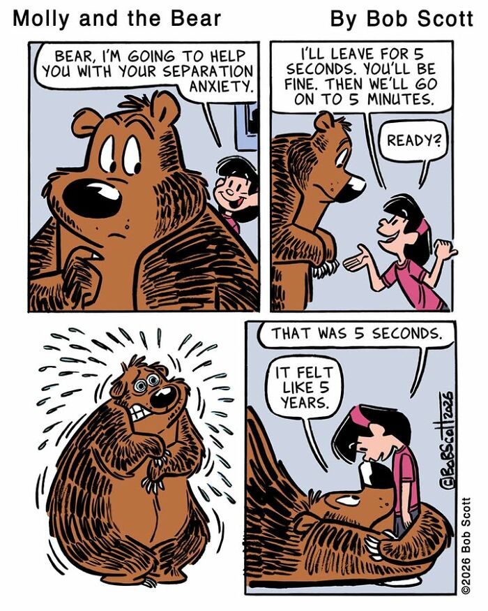 This Cartoonist Imagines A Family Living With A Lovable Bear Who Is Afraid Of Almost Everything (40 Comics) This Cartoonist Imagines A Family Living With A Lovable Bear Who Is Afraid Of Almost Everything (40 Comics)