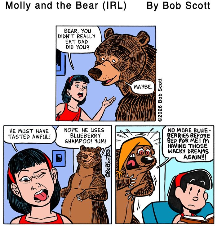 This Cartoonist Imagines A Family Living With A Lovable Bear Who Is Afraid Of Almost Everything (40 Comics) This Cartoonist Imagines A Family Living With A Lovable Bear Who Is Afraid Of Almost Everything (40 Comics)