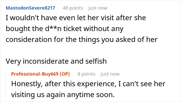 Mom Thinks Her Son And His Wife Should Live By Her Rules While She’s Visiting