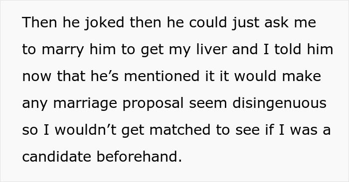 Guy Expects GF Of 8 Months To Donate Part Of Her Liver, Jokes He’ll Marry Her Just To Get The Organ Guy Expects GF Of 8 Months To Donate Part Of Her Liver, Jokes He’ll Marry Her Just To Get The Organ
