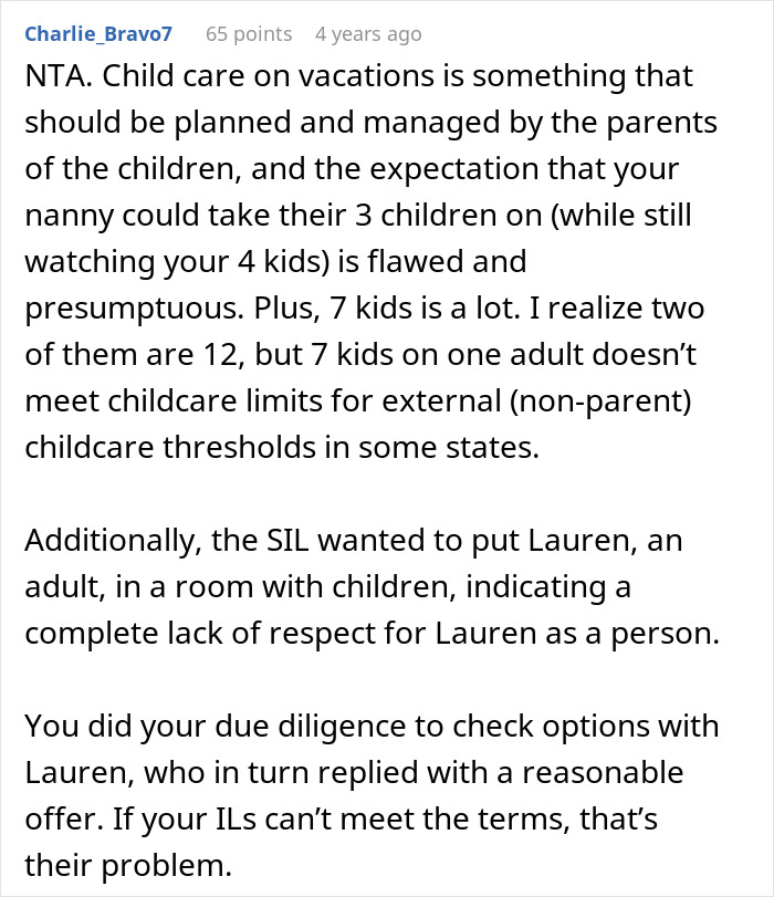 Woman Brings A Nanny On Vacation So She Can Relax, SIL Sees Free Childcare And Starts Making Plans Woman Brings A Nanny On Vacation So She Can Relax, SIL Sees Free Childcare And Starts Making Plans