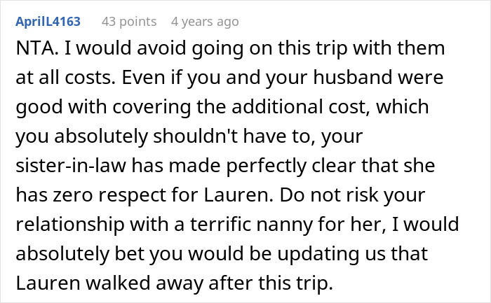 Woman Brings A Nanny On Vacation So She Can Relax, SIL Sees Free Childcare And Starts Making Plans Woman Brings A Nanny On Vacation So She Can Relax, SIL Sees Free Childcare And Starts Making Plans