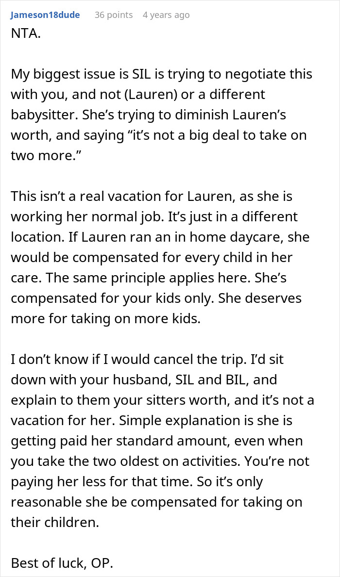 Woman Brings A Nanny On Vacation So She Can Relax, SIL Sees Free Childcare And Starts Making Plans Woman Brings A Nanny On Vacation So She Can Relax, SIL Sees Free Childcare And Starts Making Plans