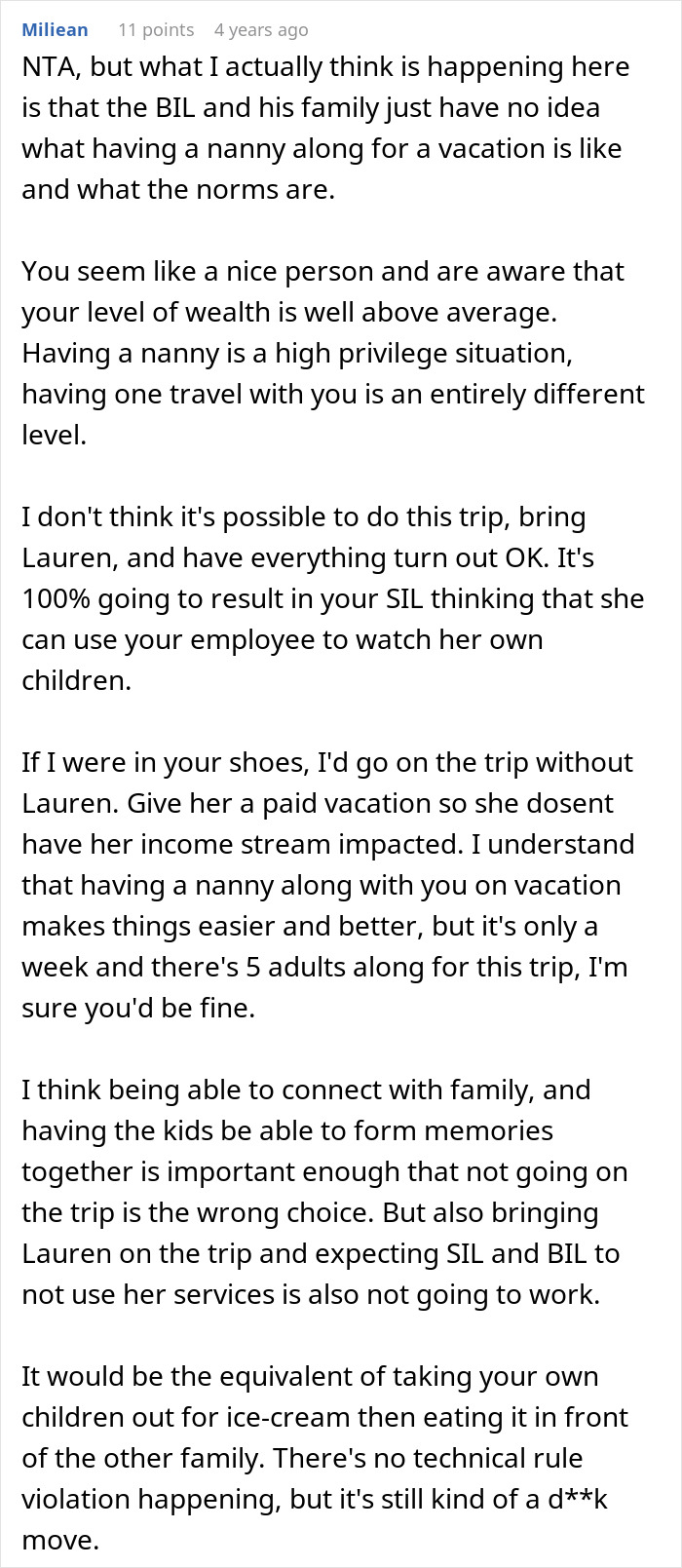 Woman Brings A Nanny On Vacation So She Can Relax, SIL Sees Free Childcare And Starts Making Plans Woman Brings A Nanny On Vacation So She Can Relax, SIL Sees Free Childcare And Starts Making Plans