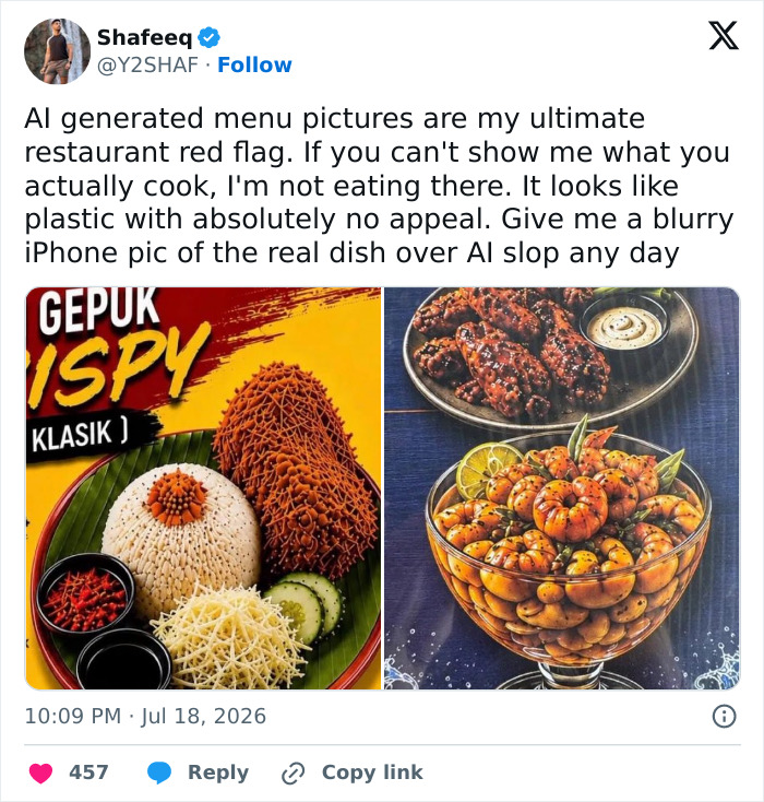 61 AI-Generated Food Photos Make Restaurant Dishes Look Strange Enough To Ruin Appetites 61 AI-Generated Food Photos Make Restaurant Dishes Look Strange Enough To Ruin Appetites