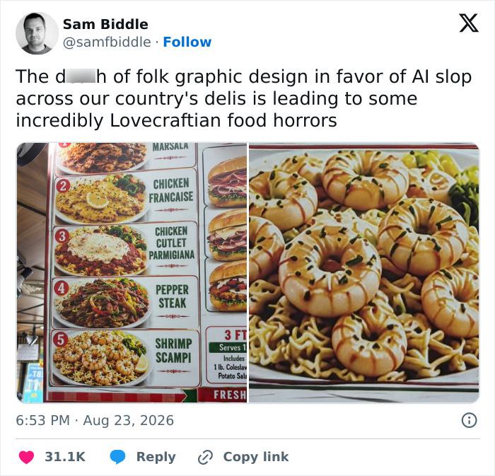 61 AI-Generated Food Photos Make Restaurant Dishes Look Strange Enough To Ruin Appetites 61 AI-Generated Food Photos Make Restaurant Dishes Look Strange Enough To Ruin Appetites