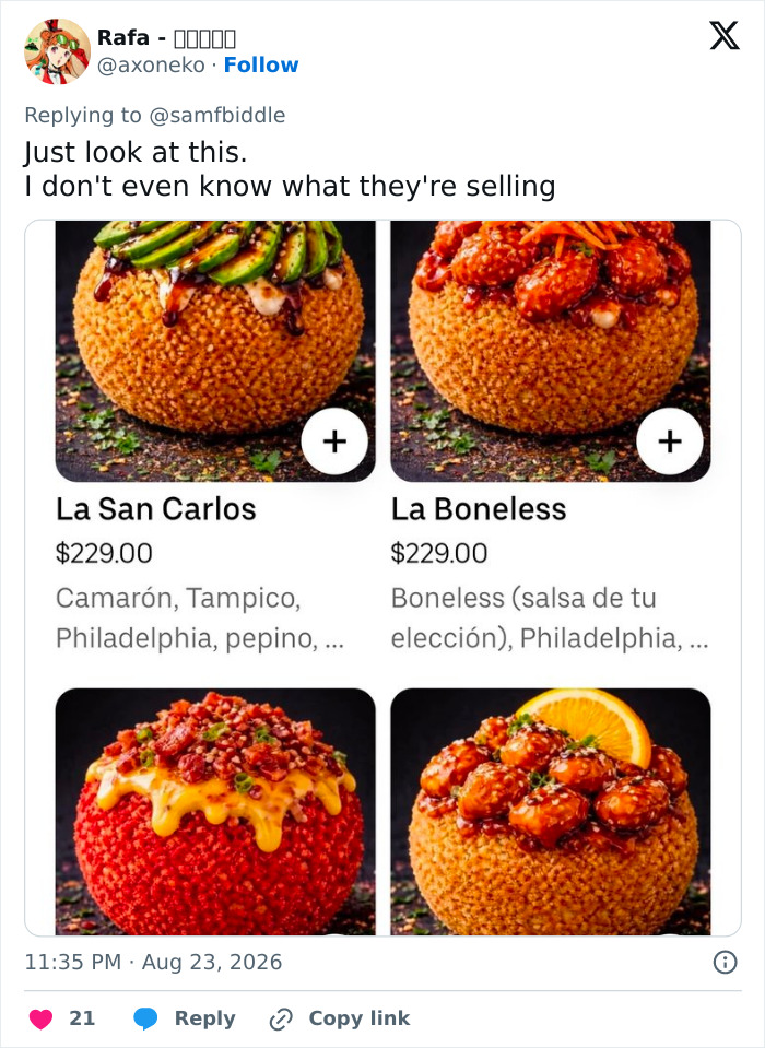 61 AI-Generated Food Photos Make Restaurant Dishes Look Strange Enough To Ruin Appetites 61 AI-Generated Food Photos Make Restaurant Dishes Look Strange Enough To Ruin Appetites