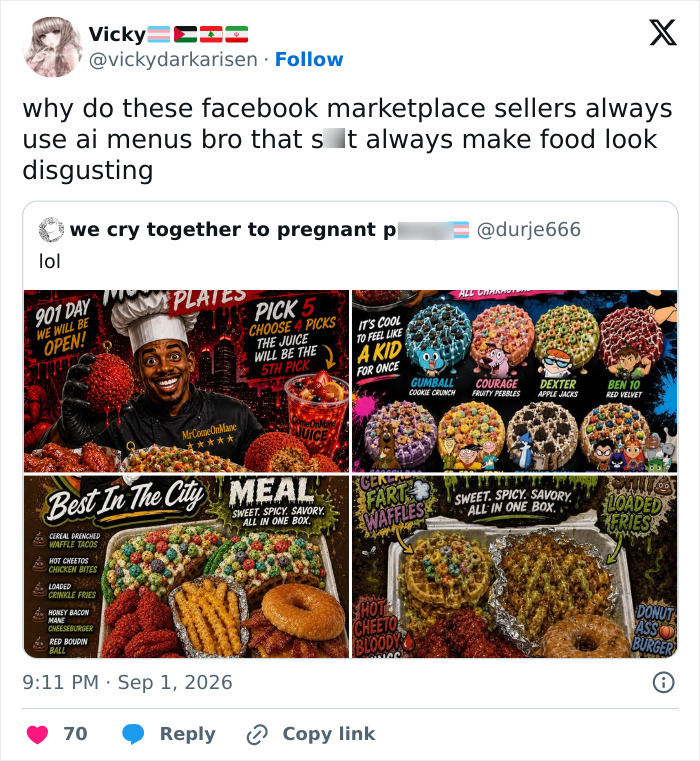 61 AI-Generated Food Photos Make Restaurant Dishes Look Strange Enough To Ruin Appetites 61 AI-Generated Food Photos Make Restaurant Dishes Look Strange Enough To Ruin Appetites