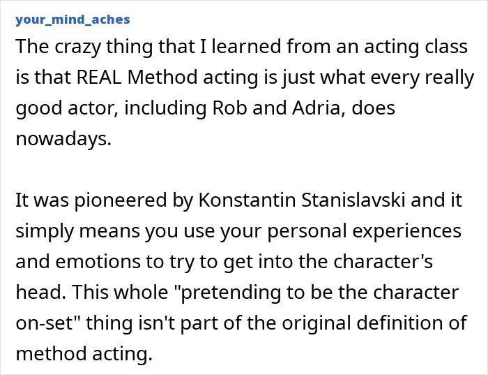 Actress Calls To Cancel Method Acting After Co-Star’s Appalling On-Set Behavior Left Her In Complete Disbelief Actress Calls To Cancel Method Acting After Co-Star’s Appalling On-Set Behavior Left Her In Complete Disbelief