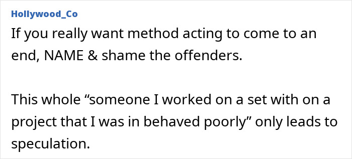 Actress Calls To Cancel Method Acting After Co-Star’s Appalling On-Set Behavior Left Her In Complete Disbelief Actress Calls To Cancel Method Acting After Co-Star’s Appalling On-Set Behavior Left Her In Complete Disbelief