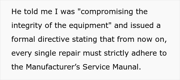 Supervisor Says Follow Machine Repairs By The Book, Regrets It As Employee Complies Maliciously