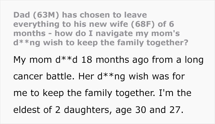 Widowed Dad Remarries Within 6 Months, Sends Daughters A Legal Letter Cutting Them Out Of The Will Widowed Dad Remarries Within 6 Months, Sends Daughters A Legal Letter Cutting Them Out Of The Will