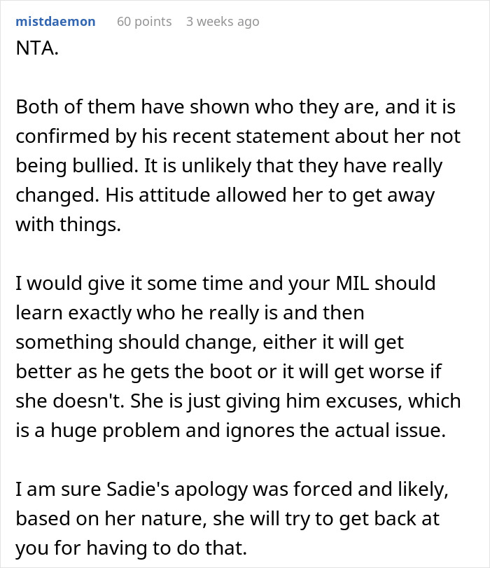 Woman&rsquo;s Future Stepfather-In-Law Dismisses His Daughter&rsquo;s Bullying, Then Gets A Taste Of It Himself