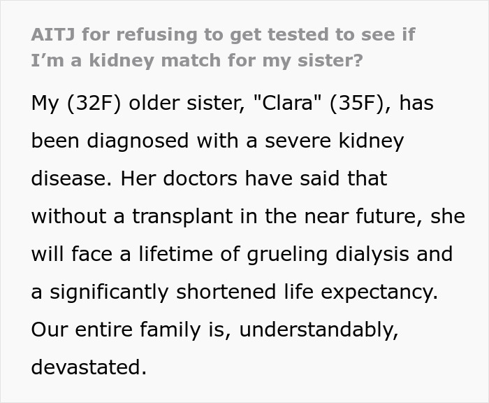 Woman Is Called A Monster For Refusing To Save Her Sister’s Life, Starts Questioning Her Decision Woman Is Called A Monster For Refusing To Save Her Sister’s Life, Starts Questioning Her Decision