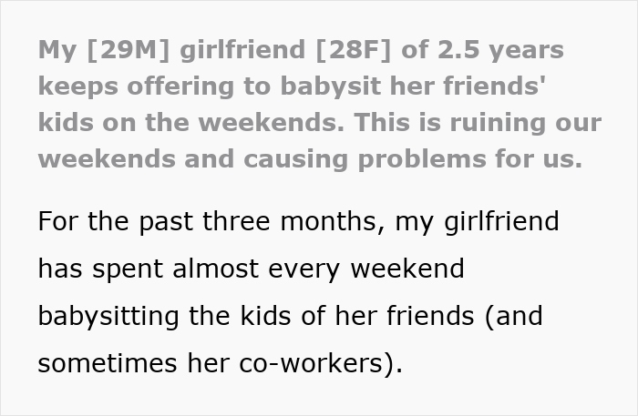 Woman Babysits On Weekends, Her Clueless BF Just Can’t Figure Out Why She Keeps Ignoring Him Woman Babysits On Weekends, Her Clueless BF Just Can’t Figure Out Why She Keeps Ignoring Him