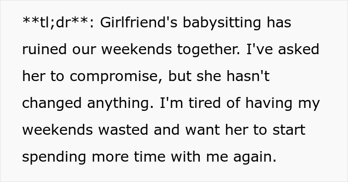 Woman Babysits On Weekends, Her Clueless BF Just Can’t Figure Out Why She Keeps Ignoring Him Woman Babysits On Weekends, Her Clueless BF Just Can’t Figure Out Why She Keeps Ignoring Him